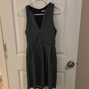 Chic Black and White Striped Midi Dress